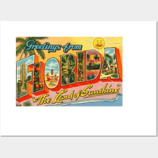 Greetings from Florida - Vintage Large Letter Postcard Posters and Art